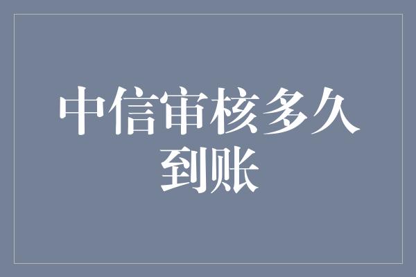 中信审核多久到账