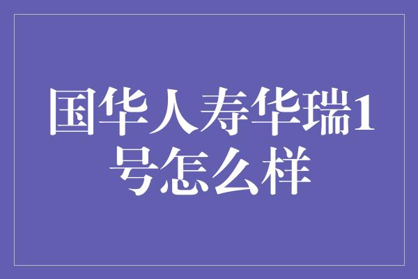 国华人寿华瑞1号怎么样