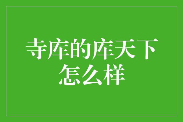 寺库的库天下怎么样