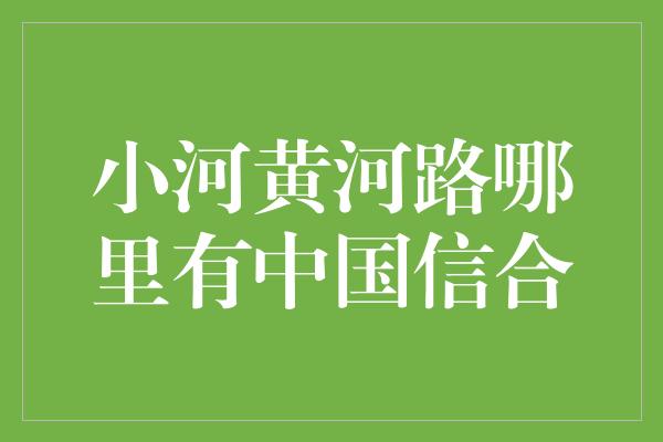 小河黄河路哪里有中国信合