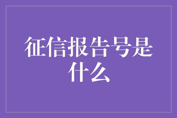 征信报告号是什么